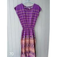 ราคา เดรสผ้าไทย ลายไทย สีม่วง ผ้าฝ้าย มือสอง สภาพดี (25685596291)