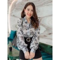 ราคา ชีฟองแขนยาวลายดอกสีดำ (4382390738)