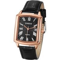 ราคา men s watch square leather seiko waterproof: quartz belt rectangular dial roman numerals cool business everyday black (41054613286)