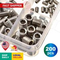 ราคา STOK MSIASkru Grub 200 ชิ้นสกรู Grub ชุดหัวอัลเลนซ็อกเก็ต Hex 304 สแตนเลสจุดแบนถ้วยจุดจุด (26530809231)