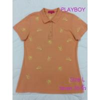 ราคา PLAYBOY เสื้อโปโลผู้หญิง เสื้อยืด คอปก สีส้ม ไซส์L เพลย์บอย มือสอง✌ ของแท้ (22156271162)
