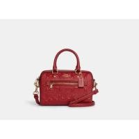 ราคา แท้!! หมอนเล็ก Coach Mini Rowan Crossbody In Signature Leather ลาย C นูน สีแดง ใหม่ (23044211711)