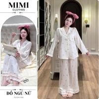 ราคา เซตชุดนอน ผู้หญิงชุดนอนแขนยาวผู้หญิงลายโบว์และชายระบายผ้าไหมคุณภาพสูง มีมี่ เสื้อผ้า เอชคอม26717 (28442773392)