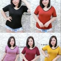 ราคา เสื้อคอวีกว้าง ผ้าเรย่อนสำหรับสาวอวบ (3337255785)