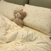 ราคา [1389 คนสรรเสริญ] นอร์ดิก เรียบง่าย เต็มไปด้วยดวงดาว ท้องฟ้า สีลายจุดล้างผ้าฝ้ายผ้าปูที่นอนผ้าห่มปกสี่ชิ้นชุดครีมชุดหอพักนักเรียนสามช (40000625164)