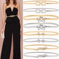 ราคา เข็มขัดเงินสีทองสําหรับผู้หญิงชุดยืดหยุ่นยืดหญิงเข็มขัดเอวโลหะสแควร์หัวเข็มขัดบางสุภาพสตรีชุดเข็มขัด (25208614640)