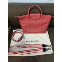 ราคา Longchamp Le Pliage Cuir size M หนังแกะ สีชมพู แท้ % มือสอง (11018916465)