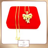 ราคา สร้อยคอทอง ลายกระดูกงู ห้อยจี้โบว์ ประดับเพชร น้ำหนัก2สลึง ยาว18นิ้ว ชุบทองคำแท้ 24K พร้อมส่ง ชุบเศษทองเยาวราช (11172809082)
