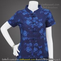 ราคา BM-140 เสื้อม่อฮ่อมกัดลาย(สีทึบ) คอจีนกระดุมจีนตรง หญิง เข้ารูป (3305843693)