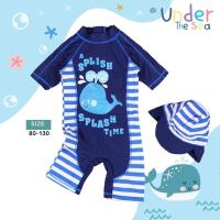 ราคา บอดี้สูทว่ายน้ำ กันยูวี ลายปลาวาฬสีน้ำเงิน พร้อมหมวก ชุดว่ายนํ้าเด็ก บอดี้สูทเด็ก (3336320978)