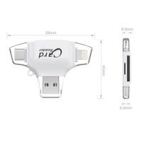 ราคา idragon 4-In-1 OTG Card Reader Mini USB 2.0 TF SD Card Slot For Lighting/Type-C/Micro USB/USB 2.0 (1686345453)