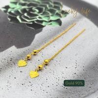 ราคา ต่างหูทองแท้ 90% โซ่คล้องหัวใจ-บอล2เม็ด น่ารักมาก (41414713273)