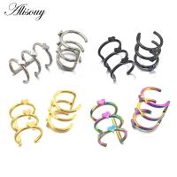 ราคา Alisouy 2PC แหวนจมูกสแตนเลส Studs และ Hoops เครื่องประดับสำหรับสวมจริงและปลอม สำหรับผู้หญิง (28493197428)