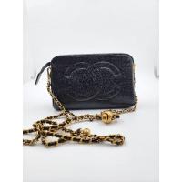 ราคา Chanel black zip-top clutch purse1990s (18378686743)