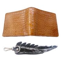 ราคา Huncroc กระเป๋าสตางค์หนังจระเข้แท้ ส่วนหนังท้อง สีน้ำตาลแทน ฟรีพวงกุญแจหางจระเข้ (4318158024)