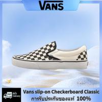 ราคา ของแท้100%Vans slip-on Checkerboard Classic Sneakers vans White/Black รองเท้าผ้าใบ (40472224917)