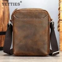 ราคา YETTIES กระเป๋าสะพายหนังวัวแท้สําหรับผู้ชายกระเป๋าผู้ชายวินเทจคุณภาพสูง (41600891795)