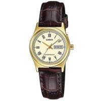 ราคา Casio Standard นาฬิกาข้อมือผู้หญิง สีทอง สายหนังสีน้ำตาล รุ่น LTP-V006GL-9BUDF (294009585)
