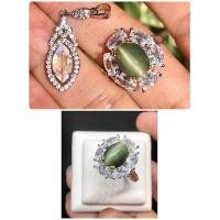 ราคา แคทอายหรือแหวนตาแมวไพฑูรย์ล้อมไวท์โทปาสไซส์57ไม่ใช่พลอยสังเคราะห์ (20286535614)