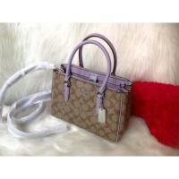 ราคา กระเป๋า Coach ทรงปราด้า 2 ซิบ รุ่น F67027 ลายซี สายหนังสีชมพูอมม่วง อะไหล่สีเงิน ของแท้จาก USA (7400191263)