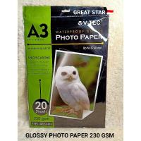 ราคา GLOSSY PHOTO PAPER 230 GSM A3/20 แผ่น V-TEC WATER PROFF (29765221281)