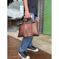 ราคา กระจูดสานสีโอ๊คคาดผ้าไทยหูหวาย (25432272055)