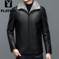 ราคา แจ็คเก็ตหนังแท้ Playboy มีฟูกขนเป็ด แบบเสื้อโค้ตผู้ชายสำหรับฤดูหนาว (40525271240)