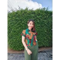 ราคา เสื้อคอจีนกระดุมกระดิ่งเหรียญ สีเขียวลายดอกไม้(รหัสค64) (17987811419)