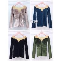 ราคา เสื้อปาดไหล่ แขนยาว กำมะหยี่ ซีทรู ไฮโซ มาก (7403490758)