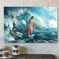 ราคา พระเยซูเดินบนทะเลพระเยซูภาพพระเยซูผ้าใบโปสเตอร์พระเยซู Wall Art คริสต์ภาพคริสเตียนโปสเตอร์ Wall Art ตกแต่งบ้านผ้าใบกรอบ X Han Li Art (42754493422)