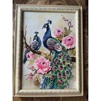 ราคา ภาพวาดนกยูงคู่ ดอกโบตั๋น ภาพวาดสีน้ำ ขนาA4 พร้อมกรอบกระจก แขวนได้ตั้งได้ แข็งแรงสวนงาม เหมาะกับการตกแต่งบ้านร้านค้า (40023783509)