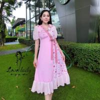 ราคา ชุดกระโปรงชมพูหัวใจผูกโบว์ ป้าย love lady (งานใหม่) (3733184407)