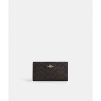 ราคา Coach CW661 Slim Zip Wallet In Signature Canvas (IMXAQ) กระเป๋าสตางค์ผู้หญิง สี Im/Walnut/Black (41510760368)