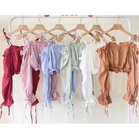 ราคา เสื้อเปิดไหล่แขนยาวจั้มเอวผ้าสวยสีน่ารักๆเลยค่ะ (6984608802)