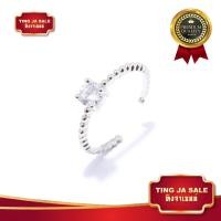 ราคา แหวนสแตนเลส แหวนเพชร ชุบคำขาว 18k แหวนแฟชั่นผู้หญิงดีไซน์เรียบหรู ปรับไซส์ได้ สไตล์มินิมอล ประดับเพชรสวิส CZ รุ่น XM-05 (9285964474)