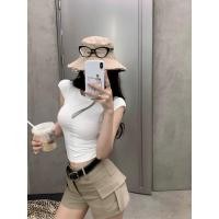 ราคา Maomao เสื้อครอปไหมพรมแขนสั้น เว้าหลัง สไตล์เกาหลี (42819151592)