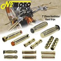 ราคา N2 Cafe Racer Motorcycle 1" 25mm Handle Bar Grips Aluminum Brass Hand Grip Universal For Harley Touring Dyna Softail Cho (25518994312)