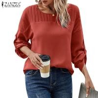 ราคา Zanzea เสื้อเบลาส์ คอกลม แขนยาว จีบรอบ สไตล์วินเทจ สีพื้น สําหรับผู้หญิง (24602555297)