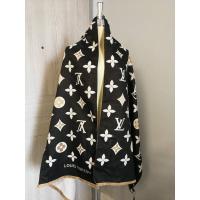 ราคา ผ้าพันคอ แอลวี cashmere scarf ผ้าคลุมไหล่ สีดำ ดอกขาว ลายทอง ผืนใหญ่ (3976901502)