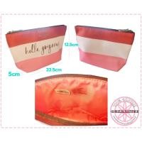 ราคา กระเป๋าเครื่องสำอาง ลายทาง สีแดงขาวชมพู CLINIQUE X Kate Spade Hello Gorgeous Pouch ของแท้ (28506637827)