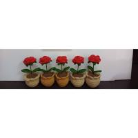 ราคา ดอกกุหลาบ ดอกทานตะวัน ดอกไม้ถักไหมพรมพร้อมกระถาง ของตกแต่งบ้าน ชุดถักดอกไหมพรมของขวัญ (25722843446)