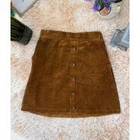 ราคา กระโปรงผ้าลูกฟูกสีน้ำตาลมีกระเป๋า (16999549477)