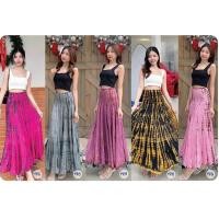 ราคา ⚡ร้านค้าส่งไว⚡ กระโปรงผ้าต่อ 6 ชั้นผ้าสี มัดย้อม❤️ (25958914819)