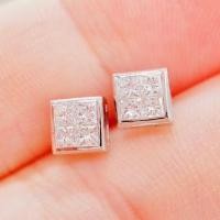 ราคา [ พร้อมส่ง ] ต่างหูเพชรแท้ ทองคำแท้18K (ทอง75.0%) เพชรแท้น้ำ100 เบลเยี่ยมคัต [18KPE1239] (24386977635)