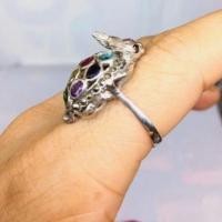 ราคา ❣️แหวนกระต่ายเงินแท้พลอยนพเก้าล้อมแมกกาไซด์ (8168686142)