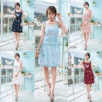 ราคา เดรสกระโปรงสั้นสายเดี่ยว ลายผีเสื้อ แต่งผ้าลูกไม้ฉลุ TW2228 (2328284345)