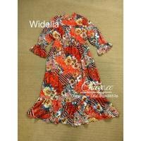 ราคา เดรสยาวลายดอก สีแดงส้ม เอวยืด ป้ายWideliaUsed (27635306535)