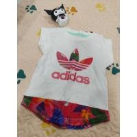 ราคา เสื้อยืดลายดอกไม้สำหรับเด็กผู้หญิง adidas Originals 12-18m (41303415458)