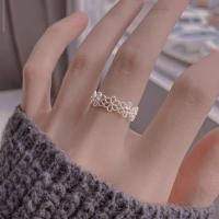 ราคา S925 เงินหวานเงินสเตอร์ลิง Hollow ดอกไม้แหวนอารมณ์ Simple เปิดแหวน Niche Design ของขวัญ 8.29 A5 (40068481169)