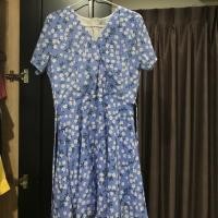 ราคา ชุดเดรสลายดอกสีฟ้า ชุดทำงาน (5733341396)